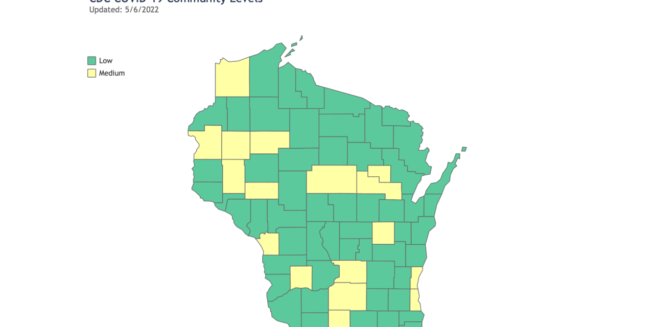More than 20 percent of Wisconsin counties at medium COVID-19 community levels