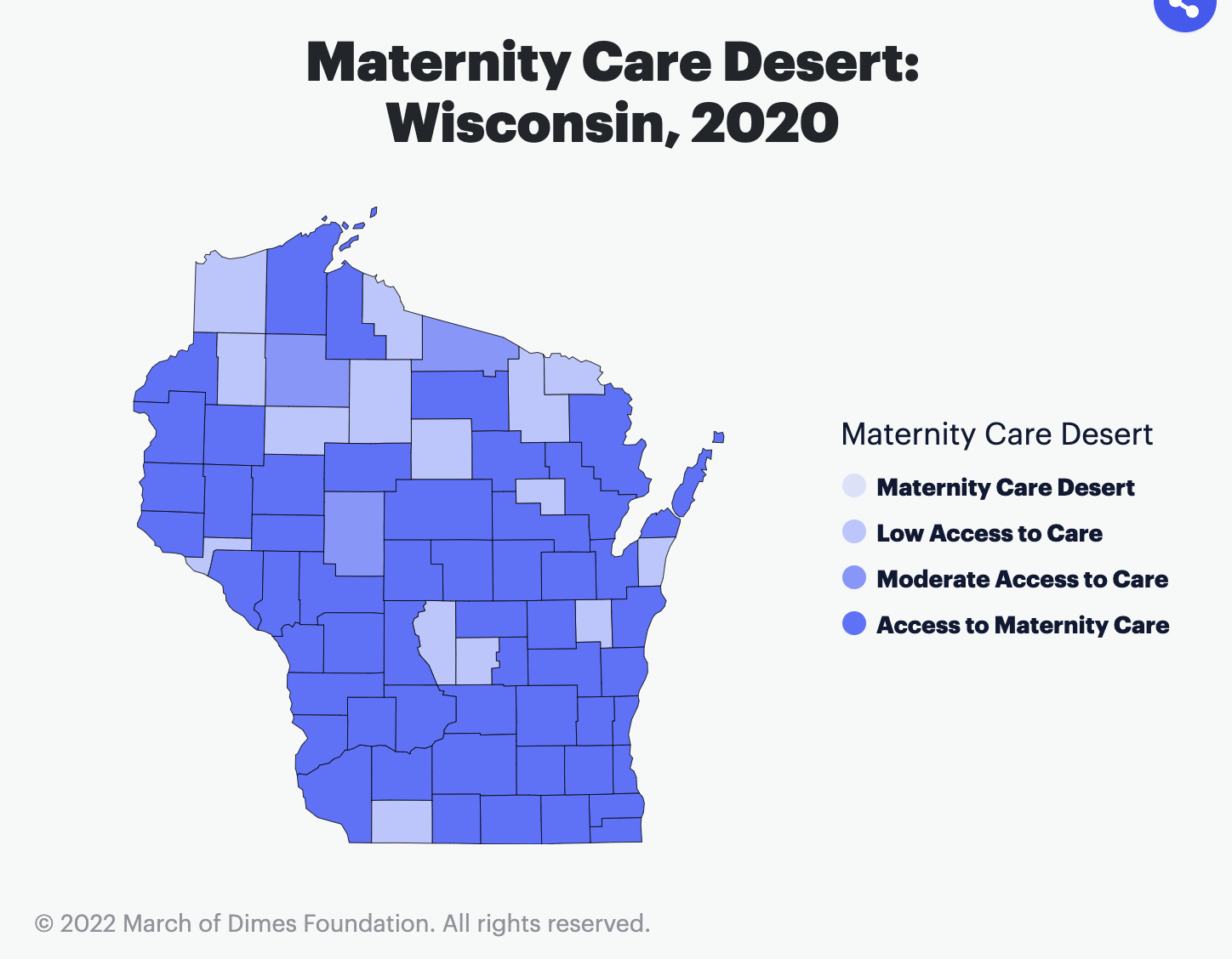 Report 21 percent of state's counties considered maternity care