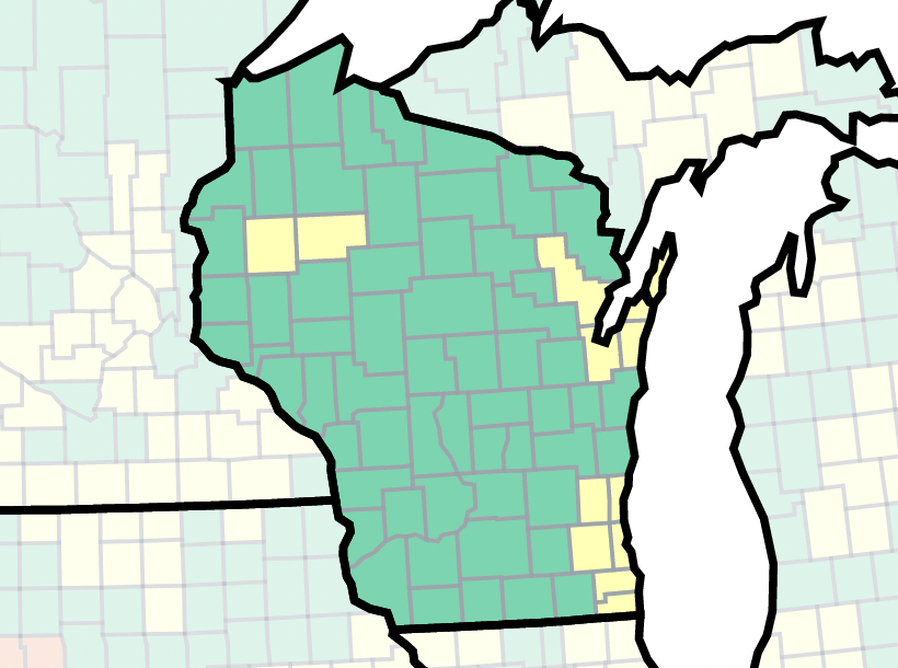 CDC: Wisconsin counties at ‘medium’ COVID-19 levels drop